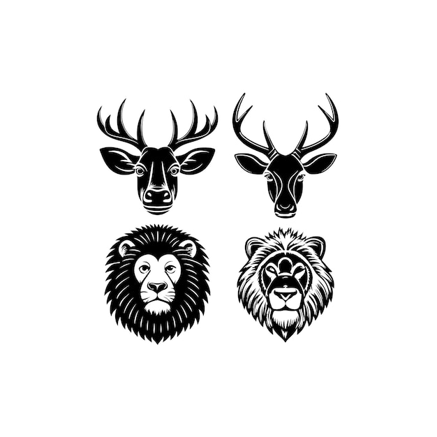 Vector de la cabeza de los animales de silueta