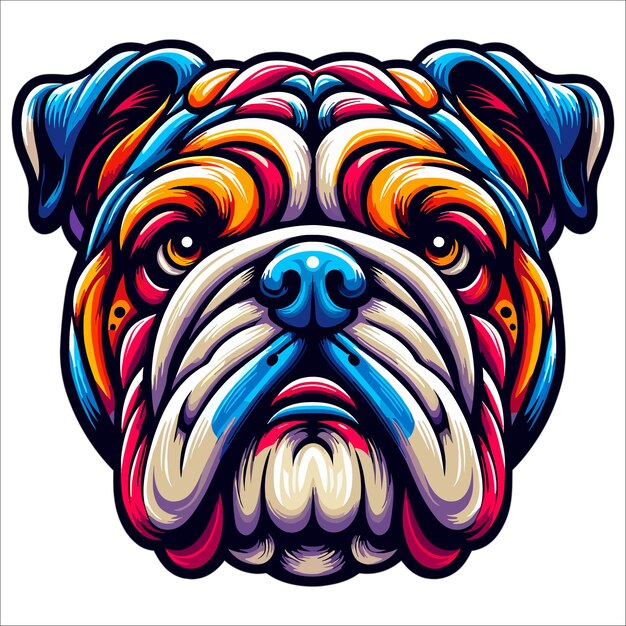 Vector de cabeza de bulldog de colores