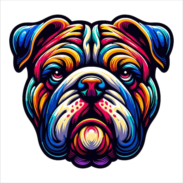 Vector de cabeza de bulldog de colores