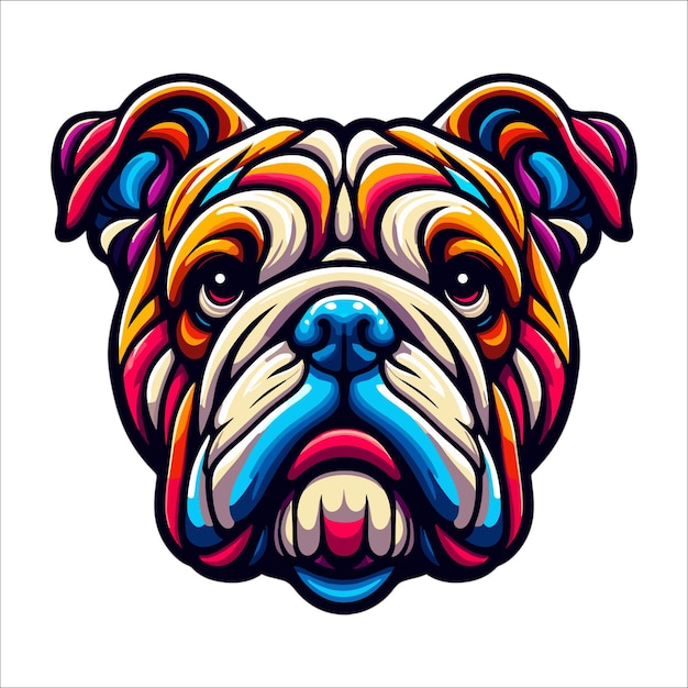 Vector de cabeza de bulldog de colores