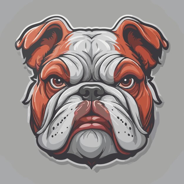 El vector de la cabeza del bulldog de la ira en un fondo blanco