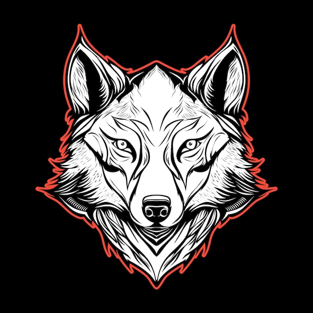 vector de cabeza de lobo blanco y negro