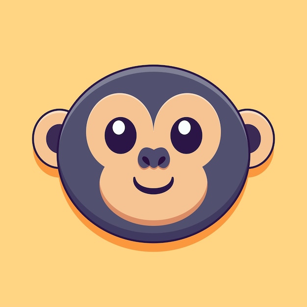 Vector cabeza de mono concepto de ilustración de dibujos animados estilo plano aislado
