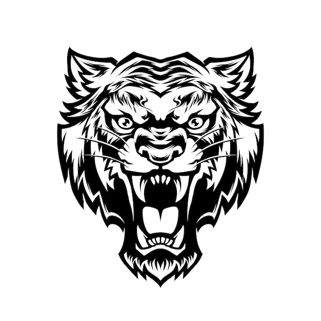 Vector de cabeza de tigre blanco y negro