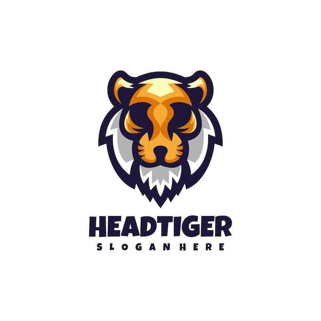 Vector cabeza de tigre simple logotipo de la mascota