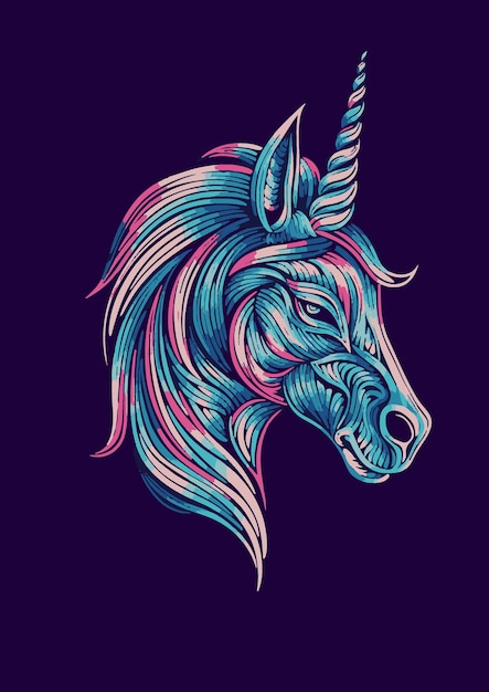 Vector vector de cabeza de unicornio colorido