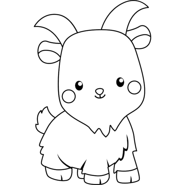 un vector de una cabra bebé linda en color blanco y negro