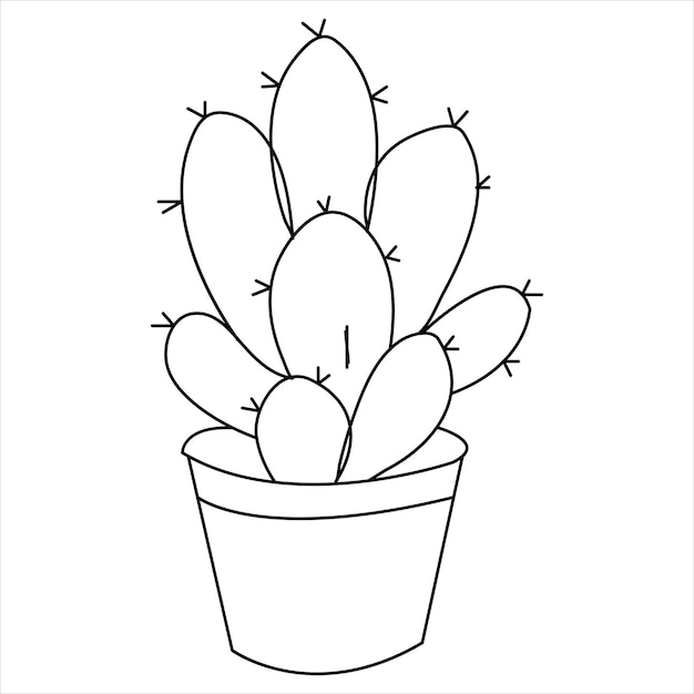 Vector de cactus doodle continuo dibujo artístico de una línea y plantas de cactus que describen el diseño minimalista