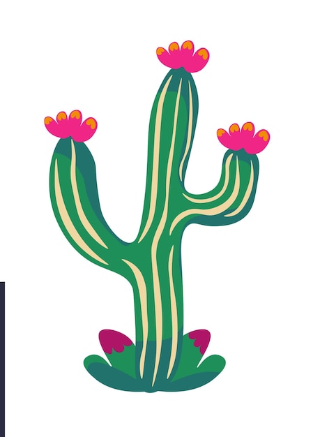 Vector de cactus con flores rosadas