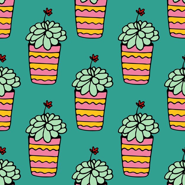 Vector Cactus Fondo Patrones Sin Fisuras Plantas Exóticas Tropicales