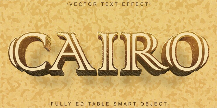 Vector vector de cairo de color marrón crema de egipto objeto inteligente totalmente editable efecto de texto
