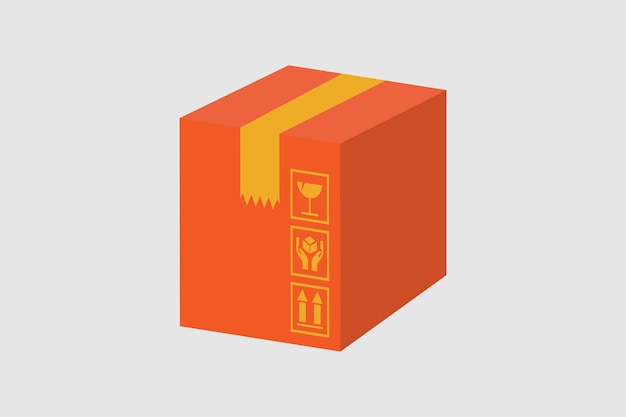 Vector de caja de cartón, contenedor de cartón