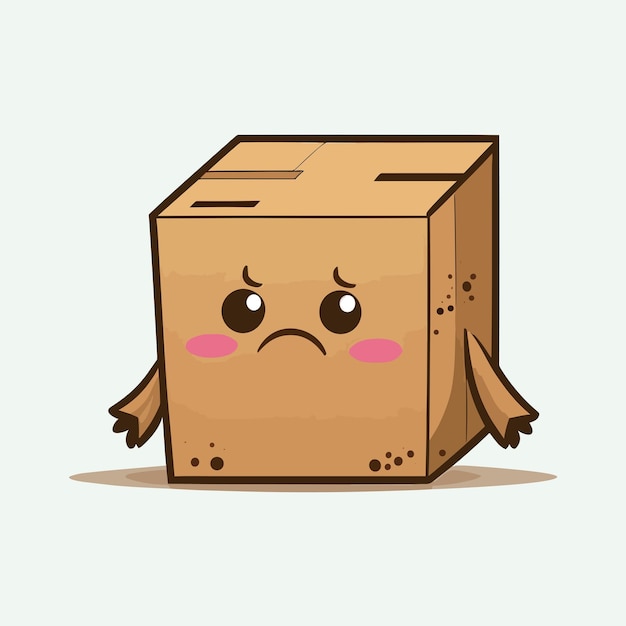 Vector vector caja de cartón linda estilo de dibujos animados