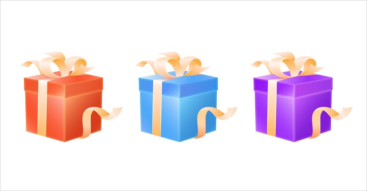 Vector caja de regalo colorida con cuerda de seda envuelta a su alrededor
