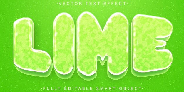 Vector de cal verde fresco de dibujos animados Objeto inteligente totalmente editable Efecto de texto