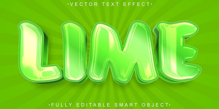 Vector vector de cal verde fresco de dibujos animados objeto inteligente totalmente editable efecto de texto
