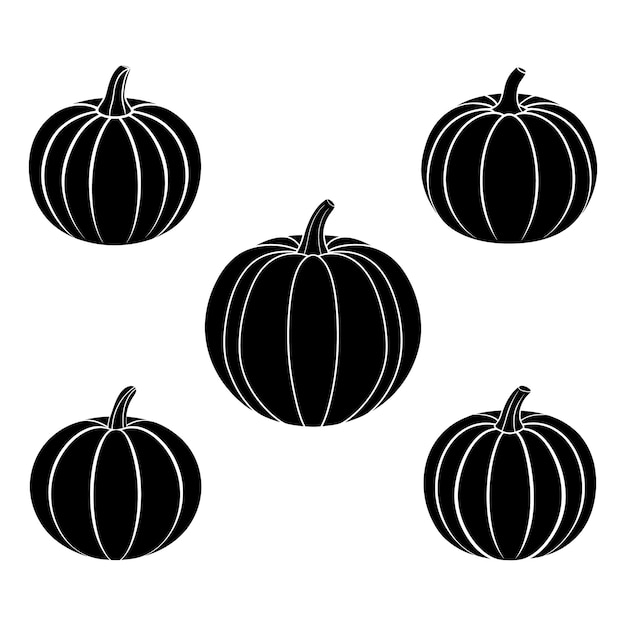 Vector de calabaza y silueta de los diseños de la colección de calabazas