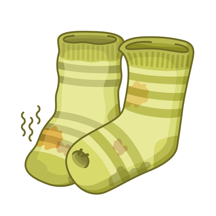 Vector vector calcetines sucios y rotos en un estilo de dibujos animados