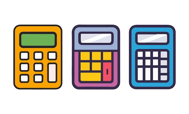 un vector de una calculadora con un fondo azul y naranja