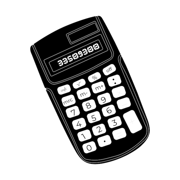 Vector vector de la calculadora de silueta sobre un fondo blanco