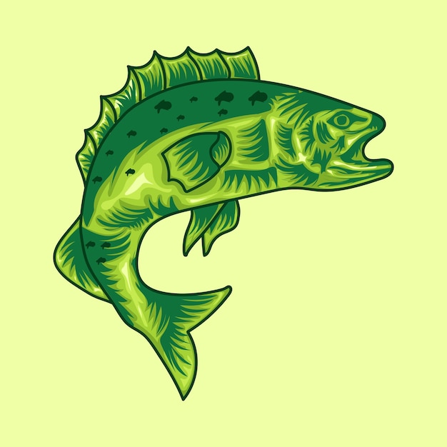 Vector de calidad premium de ilustración de pescado bajo