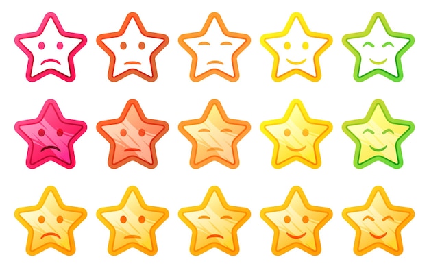 Vector de calificación de estrellas doradas para las reseñas y comentarios de los clientes