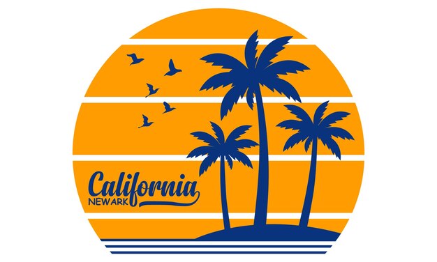 Vector 'california newark' diseño de camiseta summer time sunshine vector print design