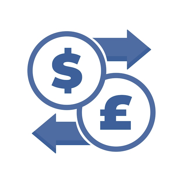 Vector Cambio de dinero icono simple signo de moneda Dólar y libra Símbolo de transferencia de efectivo dinero