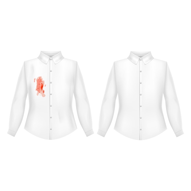 Vector de camisas de hombre frotado sucio y blanco en blanco de plantilla 3d detallada realista