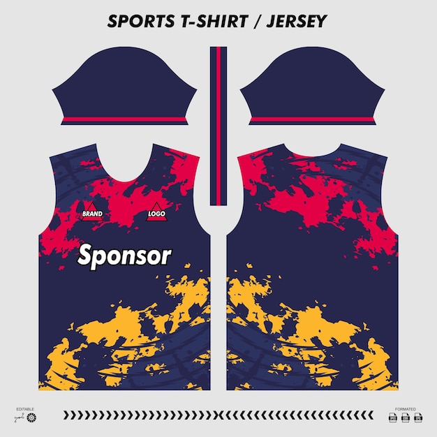 Vector camiseta deportiva de diseño de sublimación camiseta