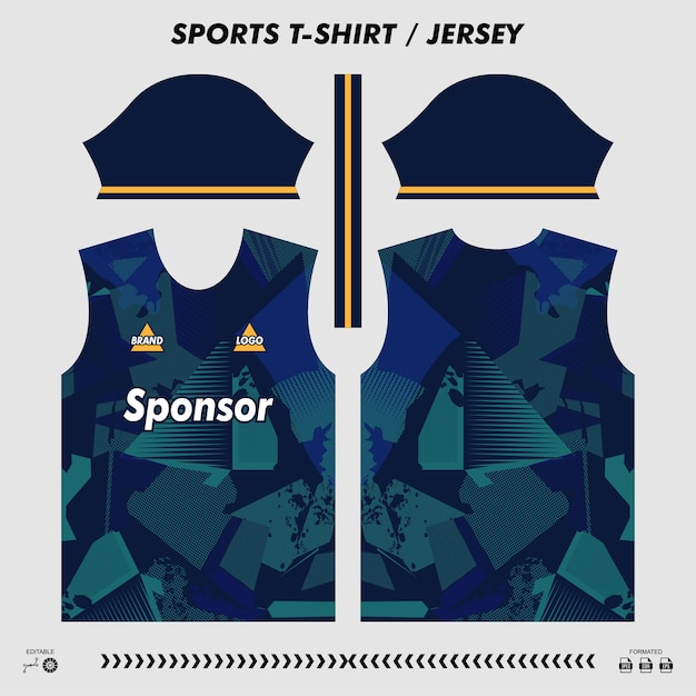 Vector camiseta deportiva de diseño de sublimación camiseta
