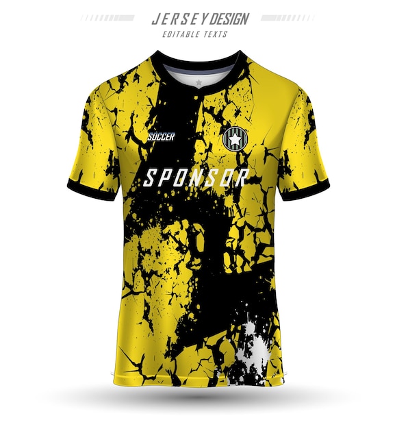 un vector de camiseta de diseño amarillo y negro