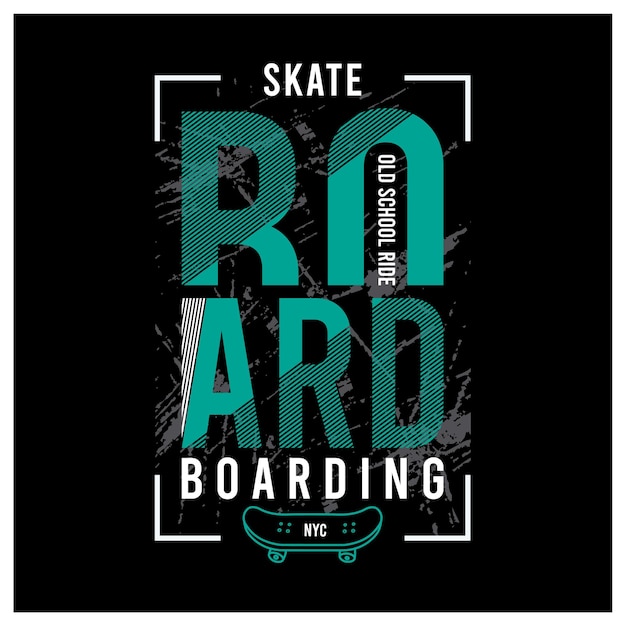 Vector vector de camiseta de diseño de tipografía de skate boarding