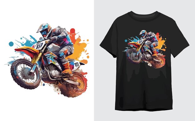 Vector camiseta vintage súper moto ilustración de dibujos animados diseño de camiseta de motociclista