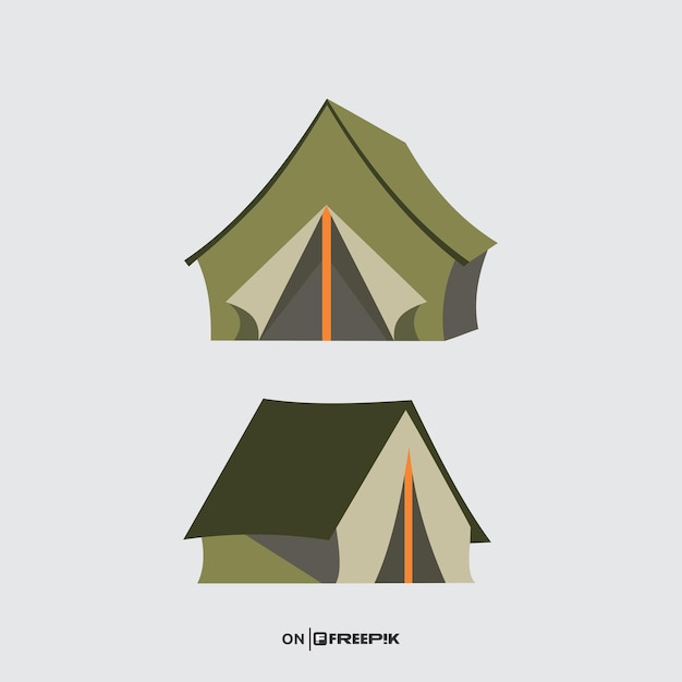 vector de campamento y una tienda verde con la palabra rx r en él