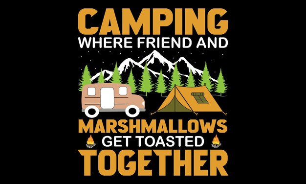 Vector Camping Camiseta Diseño Vector Ilustración Camping senderismo gráficos de aventura al aire libre