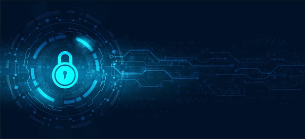 Vector de candado de protección de datos personales de seguridad cibernéticaConcepto de fondo futurista de alta tecnología abstracta
