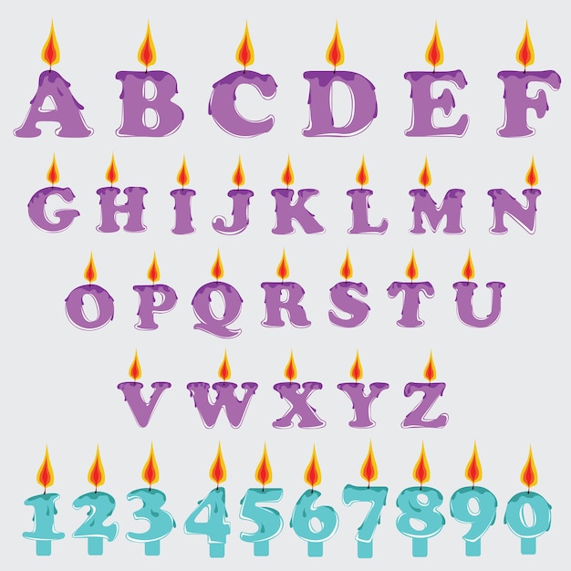 Vector vector candle graphic alphabet set