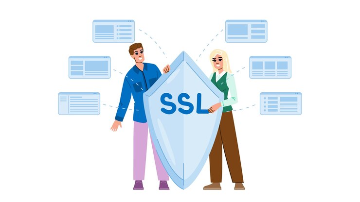 Vector el vector de la capa de enchufes seguros de ssl del sitio web