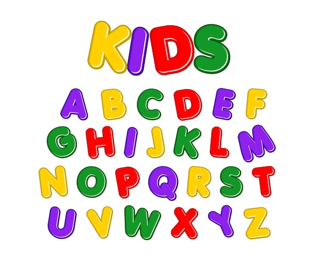 Vector de capital de alfabetos de fuentes coloridas vibrantes para niños