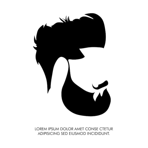 Vector vector de cara y barbero logotipo de cara y logotipo de salón de hombres vector png diseño en blanco y negro