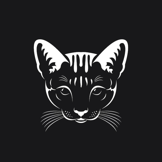 Vector de una cara de gato sobre fondo negro Animales de compañía Fácil ilustración vectorial en capas editable