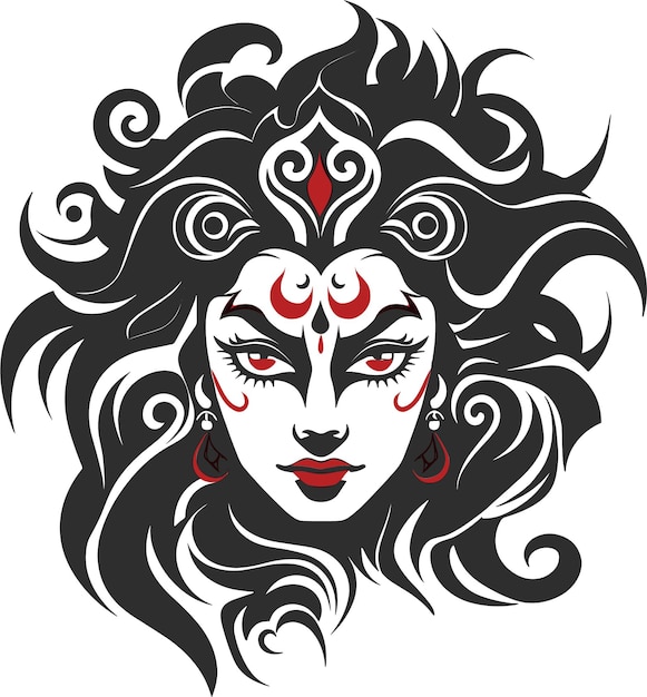Vector de la cara de Maa Durga Feliz Navratri