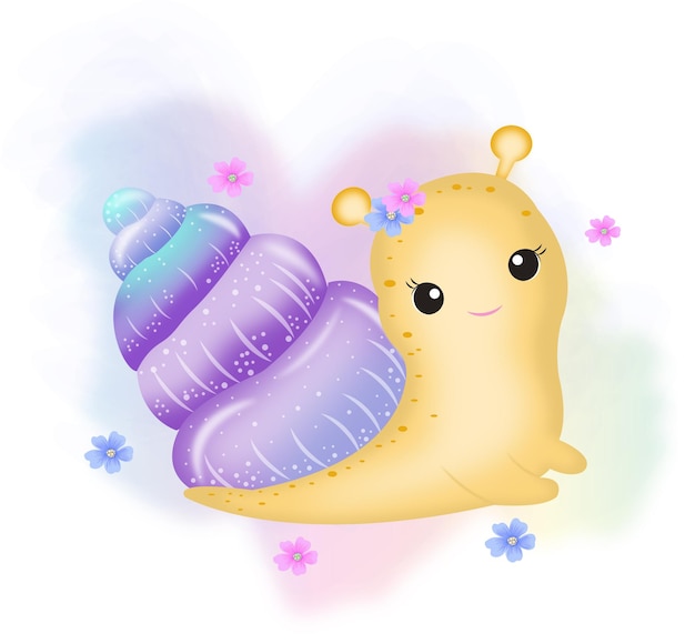 vector de caracol de dibujos animados lindo