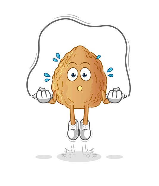 Vector de caracteres de ejercicio de cuerda de salto de almendra