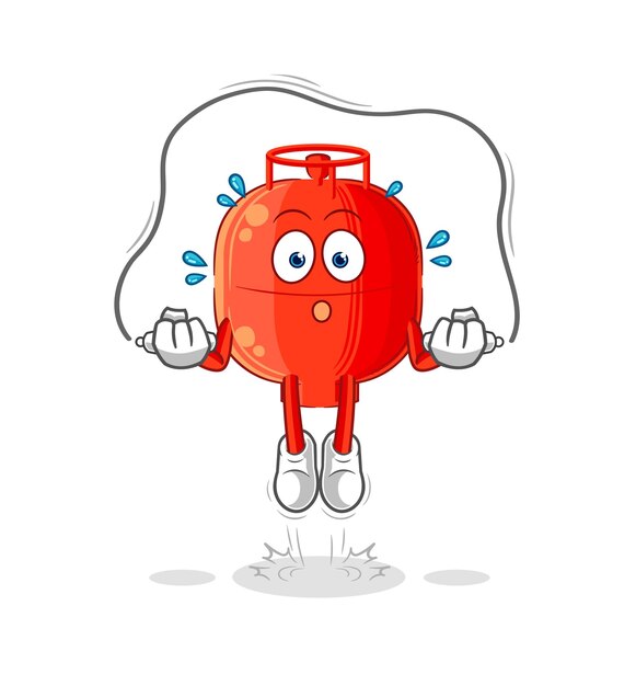 Vector de caracteres de ejercicio de cuerda de salto de cilindro de gas