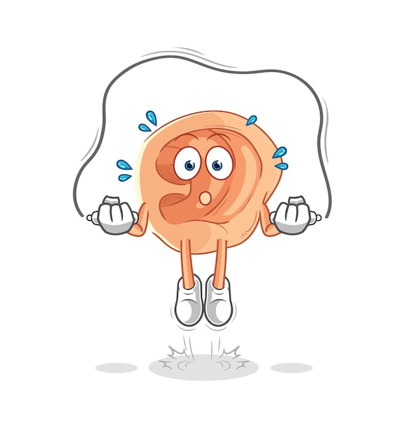 Vector de caracteres de ejercicio de cuerda de salto de oreja