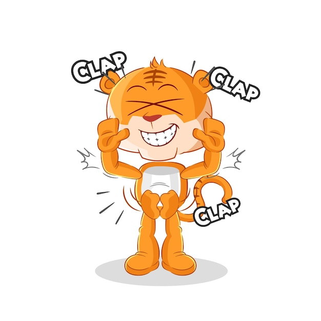 Vector de caracteres de ilustración de aplausos de tigre