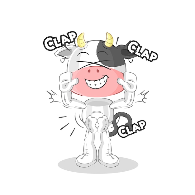 Vector de caracteres de ilustración de aplausos de vaca