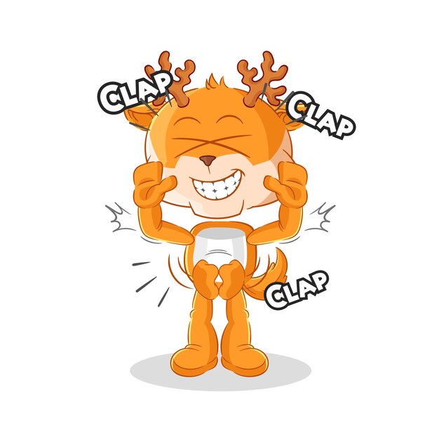 Vector de caracteres de ilustración de aplausos de venado